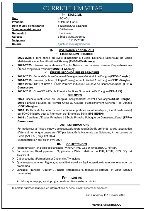 Aperçu CV