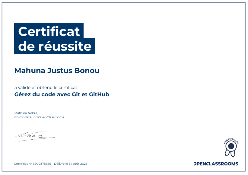 Certificat de réussite
