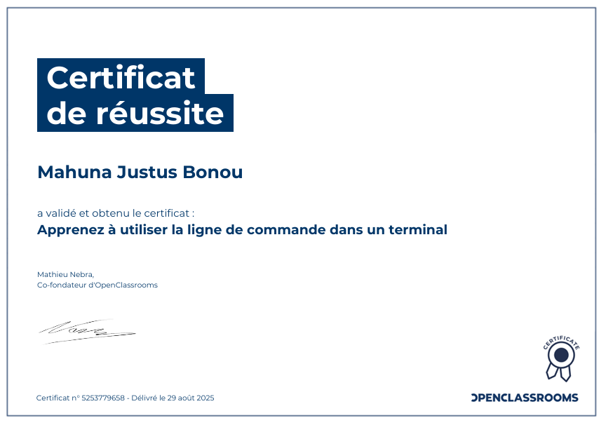 Certificat de réussite