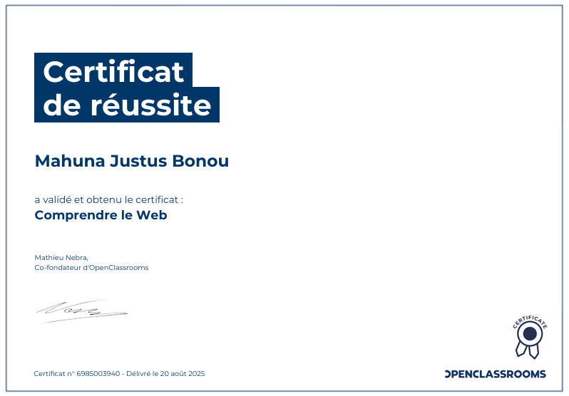 Certificat de réussite