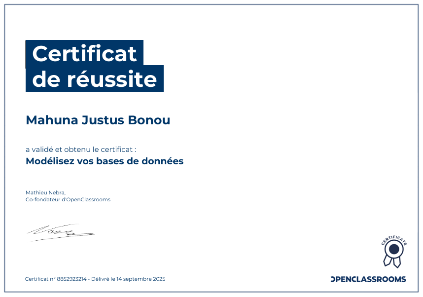 Certificat de réussite