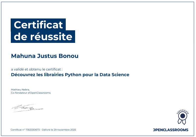 Certificat de réussite